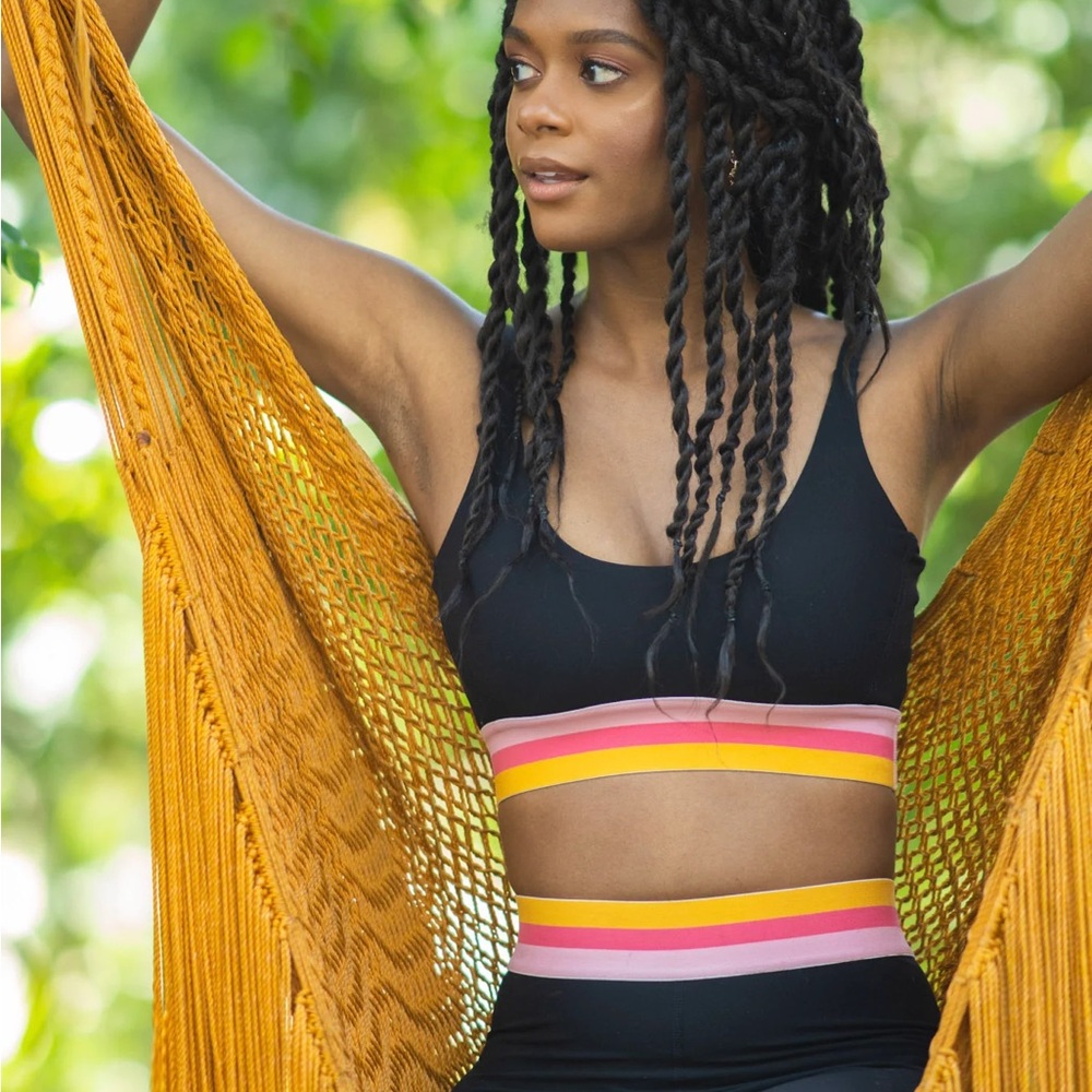 POPFLEX Tropicana Sports Bra with Colorful Stripes